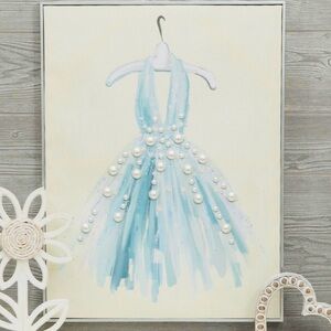 Better Homes And Gardens Light Blue Dress Art with Pearl Embellishments